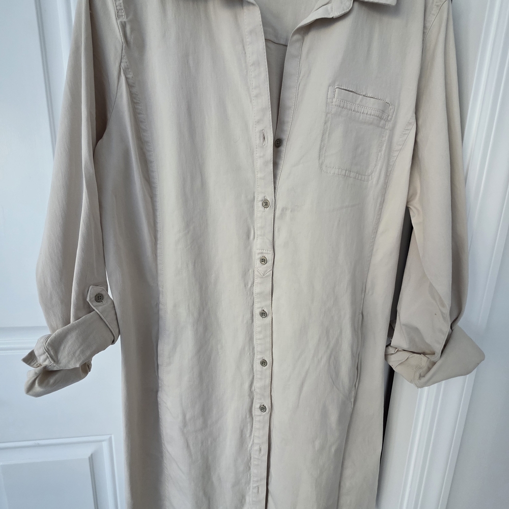 J. Jill Cream Button-Up Dress Size 14